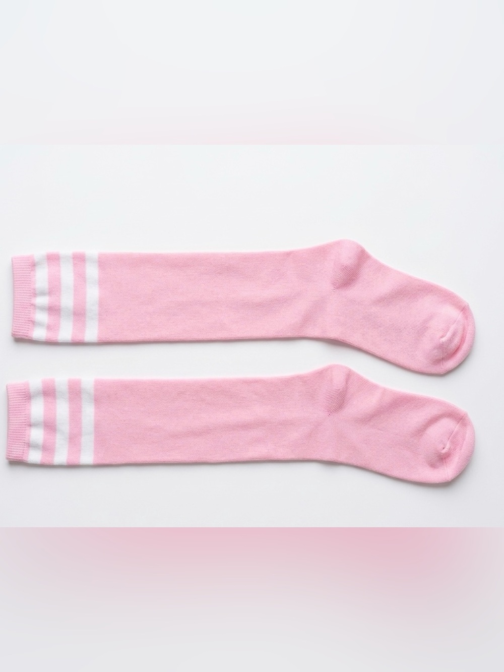 New Women's Pink Knee High Socks – White Varsity Stripe